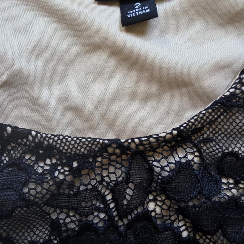 Torrid Black Lace Top with Tan Underlay - Picture 3 of 5